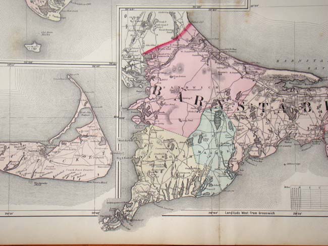 A Map of Cape Cod, Nantucket and Martha's Vineyard by Walling and Gray printed in 1871. — image 2